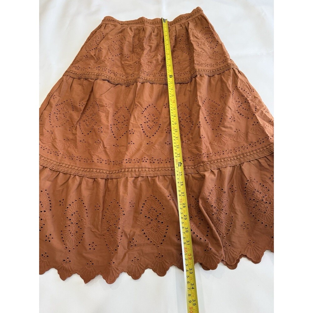 Jason Wu Skirt Set Eyelet Embroidery Midi Skirt Corset Crop Top Rust Sz Large - Picture 5 of 10